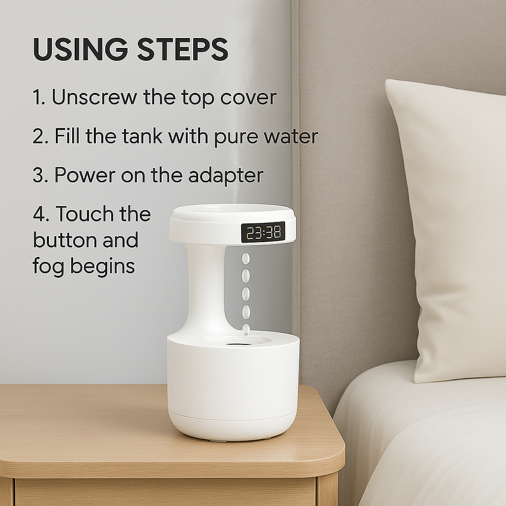 Anti-Gravity Water Drop Aroma Diffuser – Relaxing Mist & Ambient Glow