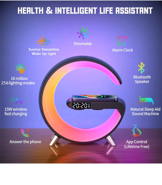 SmartGlow Aura LED Lamp Speaker & Wireless Charger